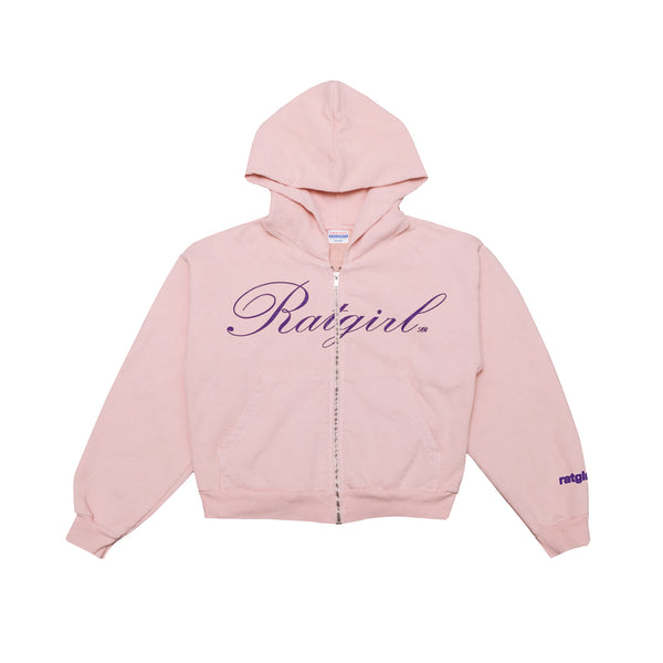 Ratgirl Script Cropped Zip Hoodie – STRAY RATS