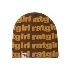 RATS KNIT CAP SOLIDARITY キムタク RATS Solidarity Embroidered Beanie Knit cap Brown Genuine