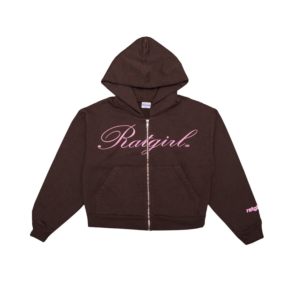 Ratgirl Script Cropped Zip Hoodie