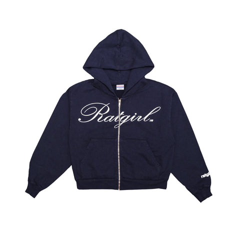 Ratgirl Script Cropped Zip Hoodie