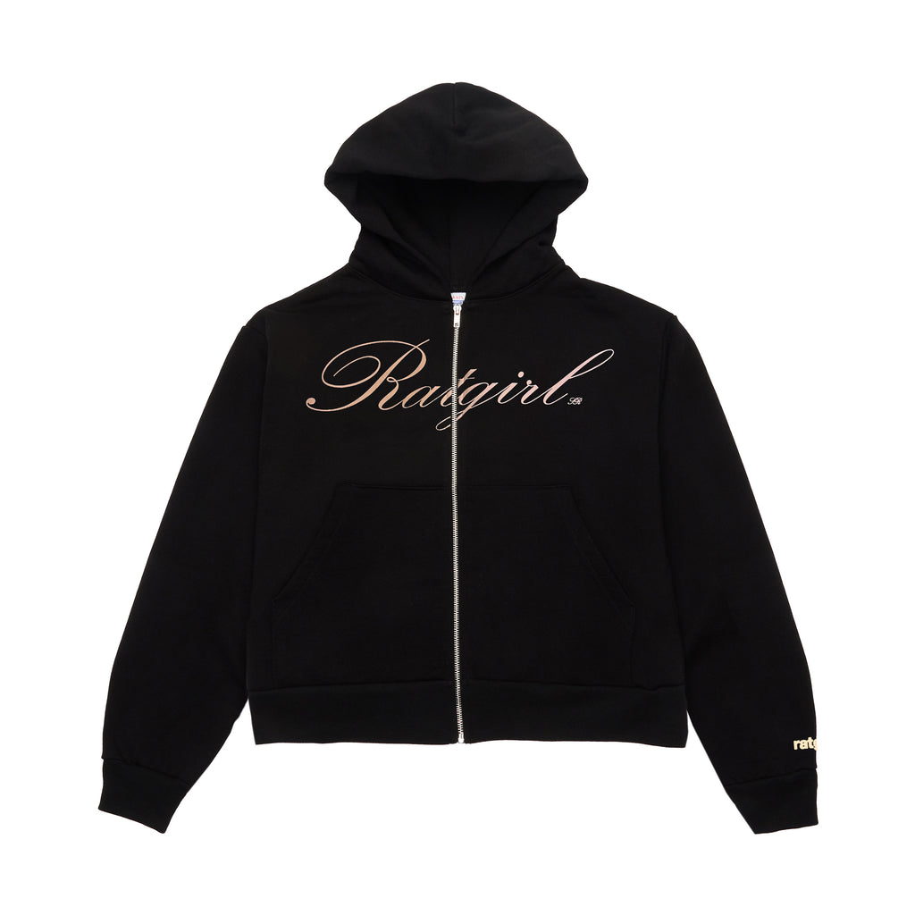 Ratgirl Script Cropped Zip Hoodie