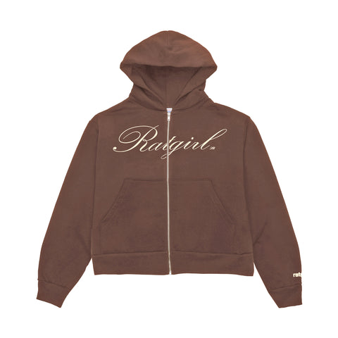 Ratgirl Script Cropped Zip Hoodie